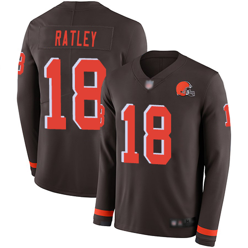 Cleveland Browns Damion Ratley Men Brown Limited Jersey #18 NFL Football Therma Long Sleeve->cleveland browns->NFL Jersey